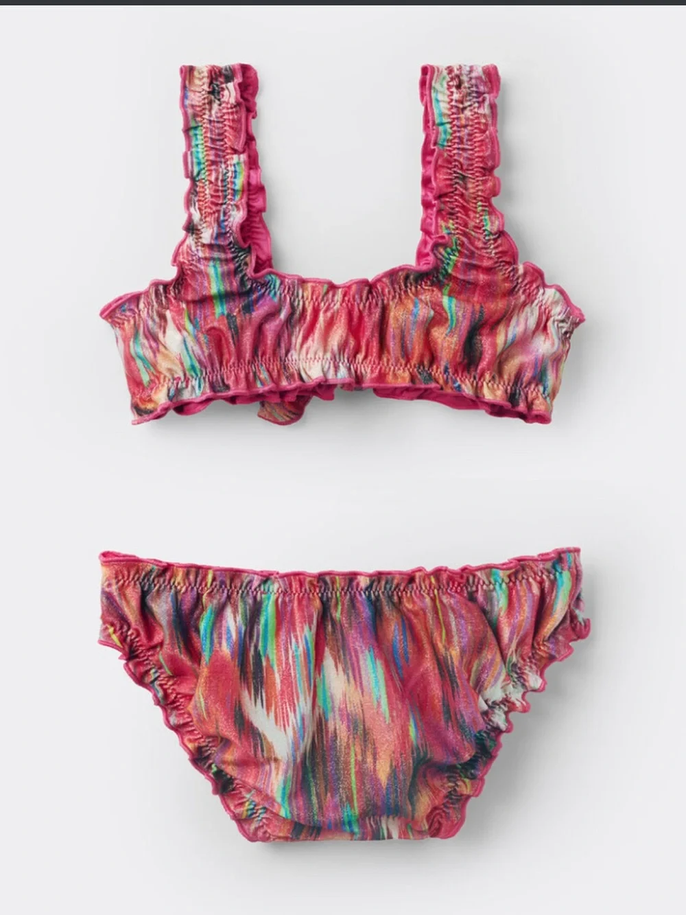 Pink Multicolor Ruffle Bikini Set - Picture 3 of 6